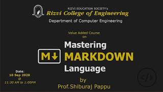 Tutorial on Mastering The Markdown Language : Session 2