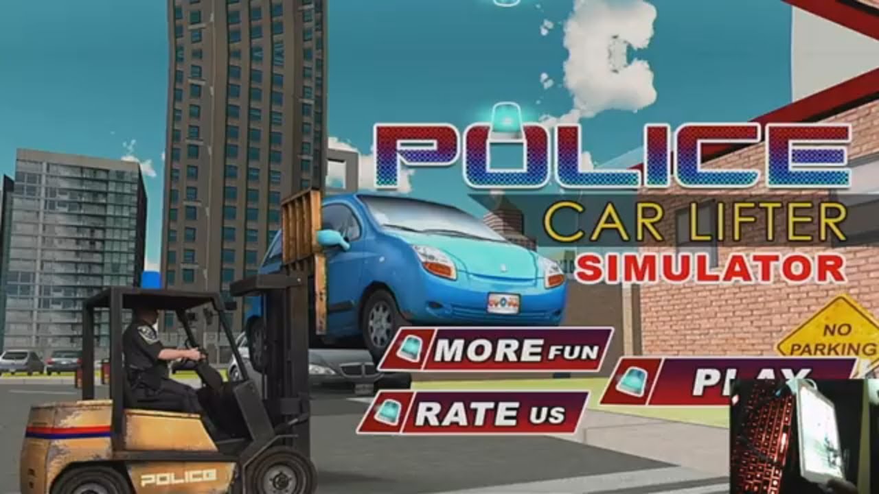 Police Car Lifter Simulator Mobil polisi kartun lucu  
