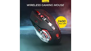 T-WOLF Q13 Wireless Gaming Mouse LED Light 2400 DPI