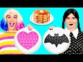 パンケーキアートにチャレンジ Wednesday Addams | 面白い食べ物のレシピ BaRaDa Gold Challenge