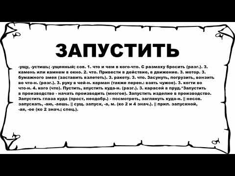 ЗАПУСТИТЬ - что это такое? значение и описание