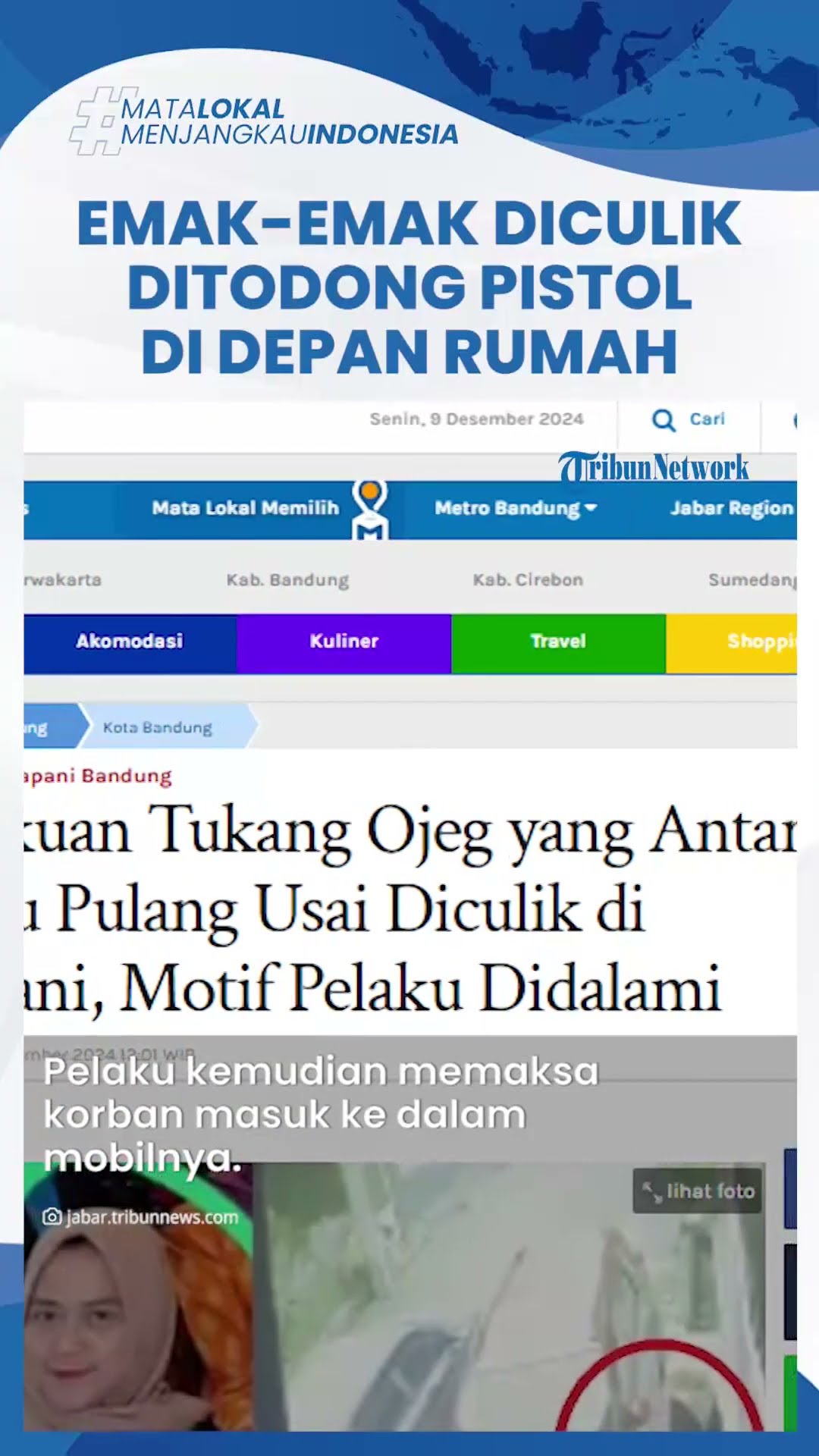 Pengakuan Tukang Ojek Antar Pulang Ibu-Ibu Bandung yang Diculik di Depan Rumah, Pelaku Diburu Polisi