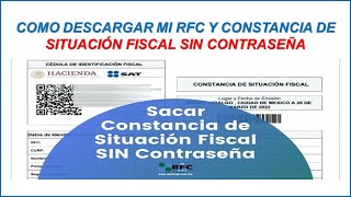 COMO DESCARGAR MI RFC Y CONSTANCIA DE SITUACIÓN FISCAL SIN CONTRASEÑA 2024