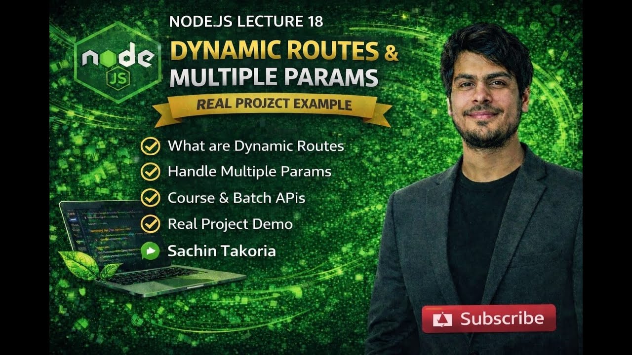 Node.js Lecture 18 | Dynamic Routes & Multiple Params in Express | Real ...