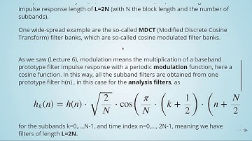 Multirate Signal Processing: 13 MDCT - 02 MDCT