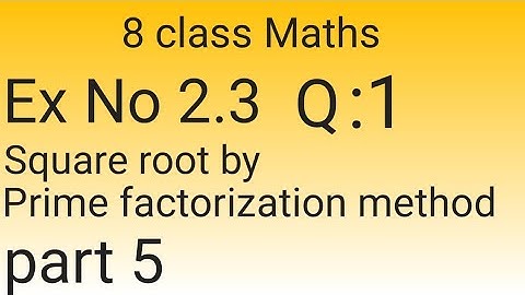 Square root by prime factorization method|8 class Maths Ex No 2.3 Q:1|Punjab, Lahore board