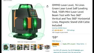 The Cheapest Laser Level on Amazon  OMMO Laser Level, 16 Lines Green Laser Level Self Leveling