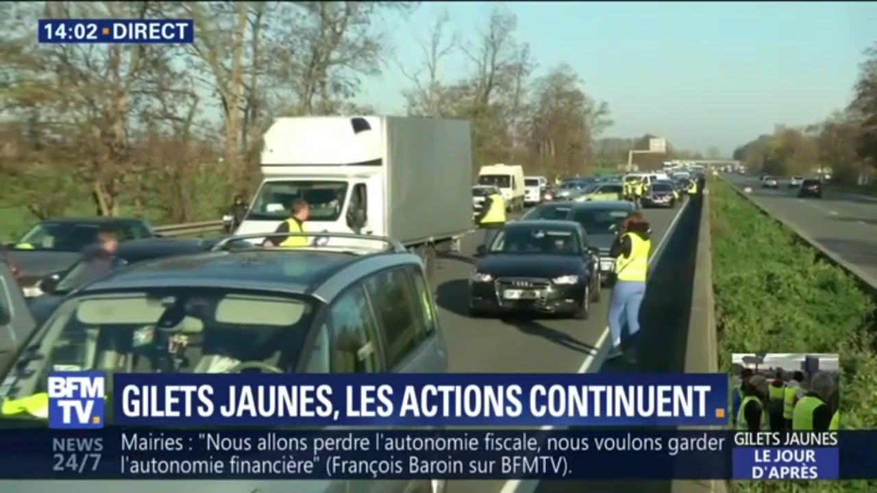 La Mobilisation Des Gilets Jaunes Sur Lautoroute A1 Près De Lille