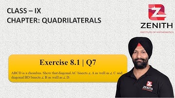 ABCD is a rhombus. Show that diagonal AC bisects ∠ A as well as ∠ C and diagonal BD bisects ∠ B...