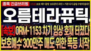 [오름테라퓨틱 주가 전망] [속보] ORM-1153 차기 임상 호재 터졌다!! 보호예수 300만주 매도 위한 폭등 시작!! 최프로