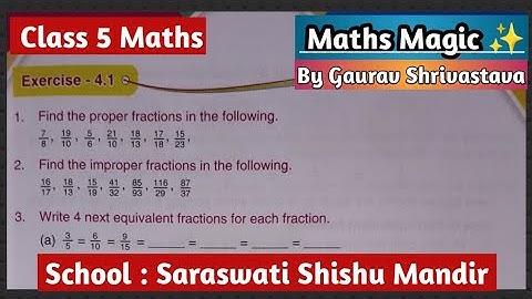 Class 5 Maths | Exercise 4.1 | Saraswati Shishu Mandir | Maths Magic By Gaurav Shrivastava