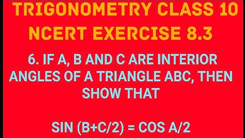 L8.  NCERT EXERCISE 8.3 CLASS 10 .. TRIGONOMETRIC RATIOS OF COMPLEMENTARY ANGLES