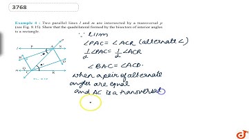 Two parallel lines l and m are intersected by a transversal p (see Fig. 8.15). Show that the qua...