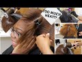 detailed how to do a silk press and color on transitioning natural hair