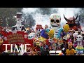 Live footage as mexico city celebrates da de los muertos day of the dead  time