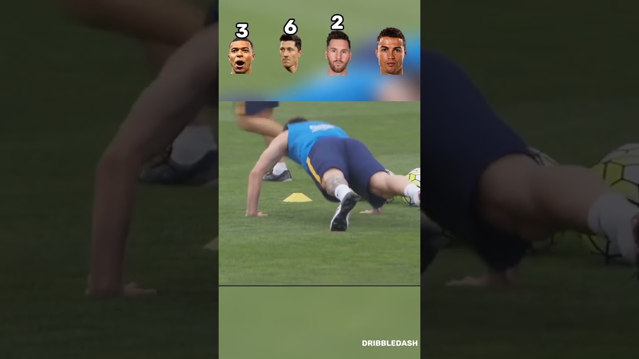 Mbappe vs Lewandowski vs Messi vs Ronaldo Push up challenge 💪🏻💪🏻