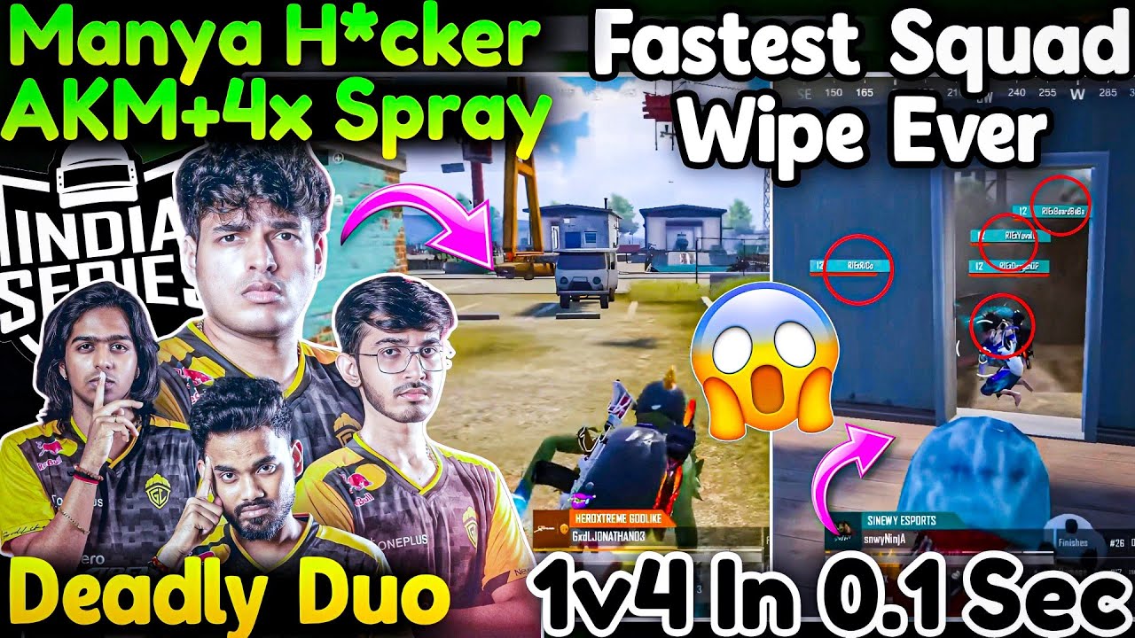 🤯OMG Fastest Squad Wipe Ever😱 Manya H*cker AKM+4x Spray🥶 Back To Back 3rd Party On GodL🥵