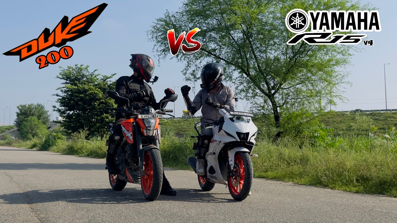 R15 v4 Vs Ktm Duke 200 Drag Race - Unbelievable Battle || Duke 200 vs ...