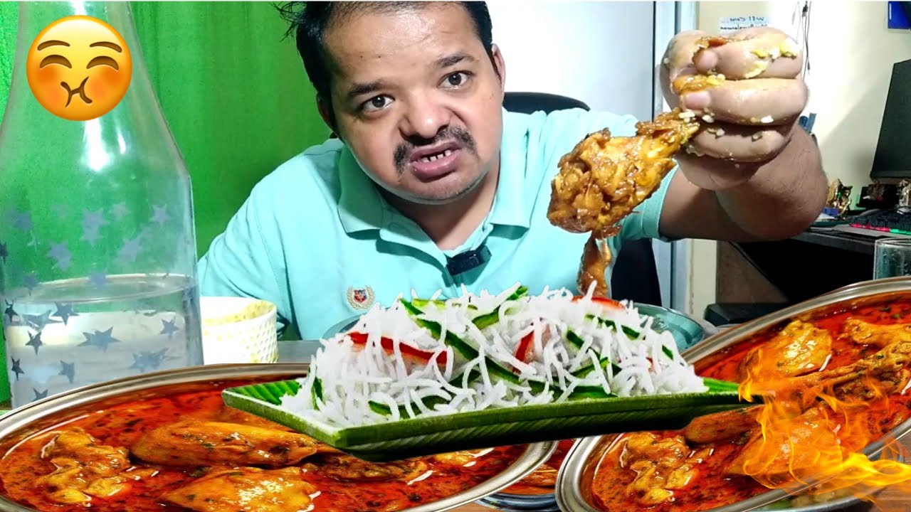🔥Spicy Chicken Curry Eating Mukbang | Full Chicken Recipe | ASMR Eating