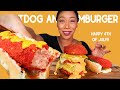 FLAMING HOT CHEETO CHEESY BURGER AND SAUSAGE LINKS 4TH OF JULY CELEBRATION