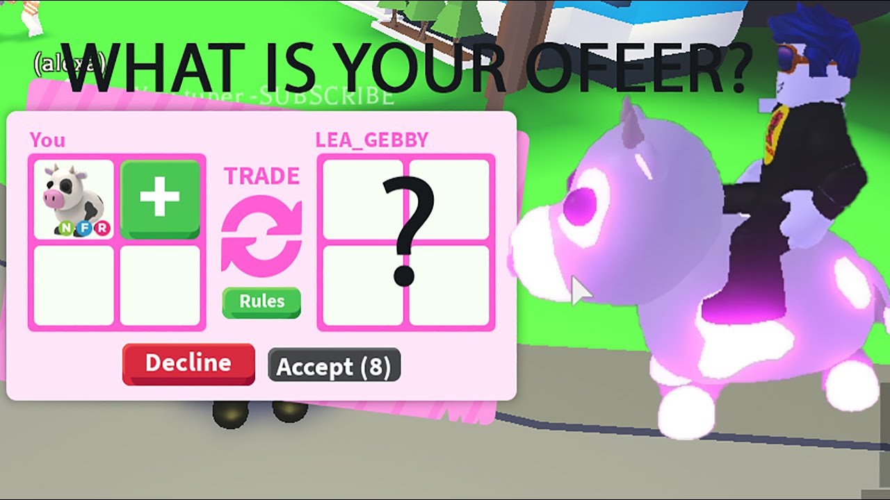 What Is Your Offer For Neon Cow Fly Ride Adopt Me Roblox Youtube - roblox strawberry cow outfit free