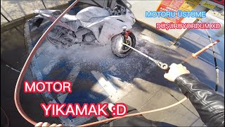 MOTOR ÜSTÜME DÜŞÜYORDU! | MOTOR YIKAMAK! | Motovlog