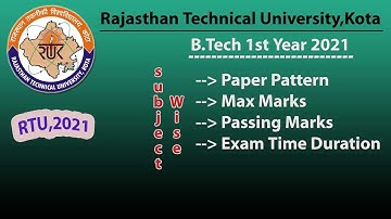 RTU B.Tech 1st sem subject-wise paper pattern 2021 💯✔  | RTU theory Exams 2021🔥 | RTU kota 2021