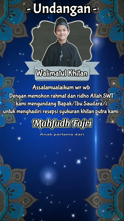 Undangan Digital Khitan | Walimatul Khitan | Khitanan | Sunatan | Kekinian modern versi portrait