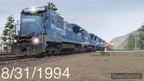 Conrail train pass a railroad crossing in August 31 1994s (Trainz Sim 3)