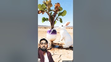 The rabbit saved the turnip plant from drying out by watering it #ai #tree #save #water