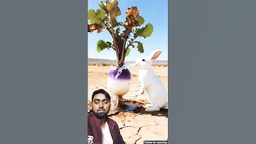 The rabbit saved the turnip plant from drying out by watering it #ai #tree #save #water