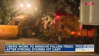 Crews work to remove fallen trees after strong storms hit Cary