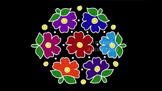 Awesome flower rangoli design with 13*7dots | Muggulu | Rangoli kolam | Rangoli | Kolam | muggu |