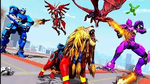 Wild Lion Robot Transformation || Dragon Robot Car Fighting || LA LA GAMES