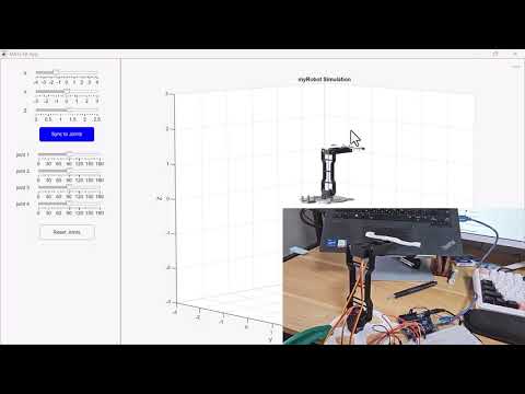 3D Printed Manipulator Digital Twin Simulation (MATLAB, Simscape Multibody, Robotics System Toolbox)