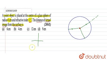 A point object is placed at the centre of a glass sphere of radius 6cm and refractive
