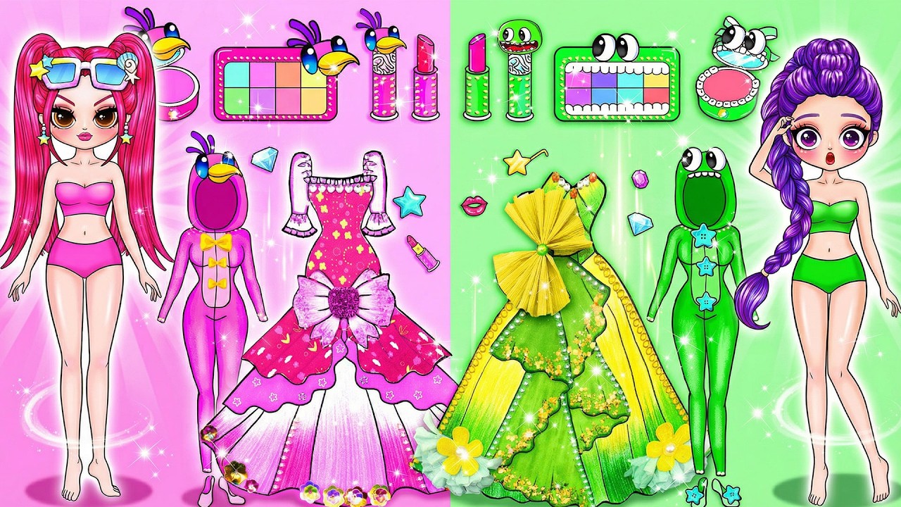 pink paper doll dress Make a paper doll hidden paper clip dress with me. Heads up: lots of cutting for this project. See my photo post to view all of the dress clips that I made. #kbandfriends #printables #junkjournal