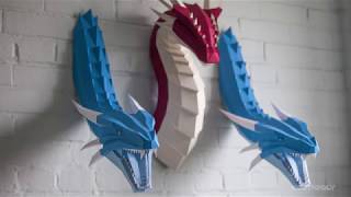 Low poly Ice Dragon. Papercraft. Timelapse