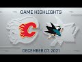 NHL Highlights | Flames vs. Sharks - Dec. 7, 2021
