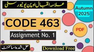 ⏩ AIOU Code 463 Solved Assignment No.1 Autumn 2025 || Subject: Fundamentals of Business || BACHELOR Wealth