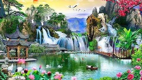 Bức tranh 3D Sơn Thủy Hữu Tình rất DÀI & LỚN ở nhà chú Đông