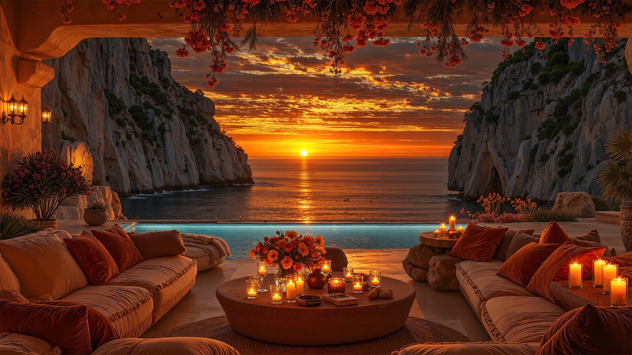 Peaceful Jazz In Sunset Ambience | Romantic Music By Sea, Gentle