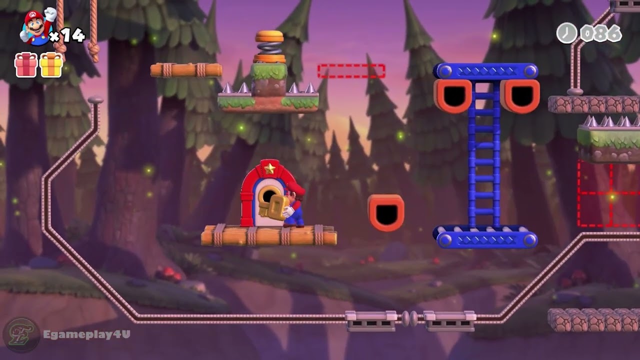 Mario vs Donkey Kong Level 7-6 Gameplay Walkthrough All Gift