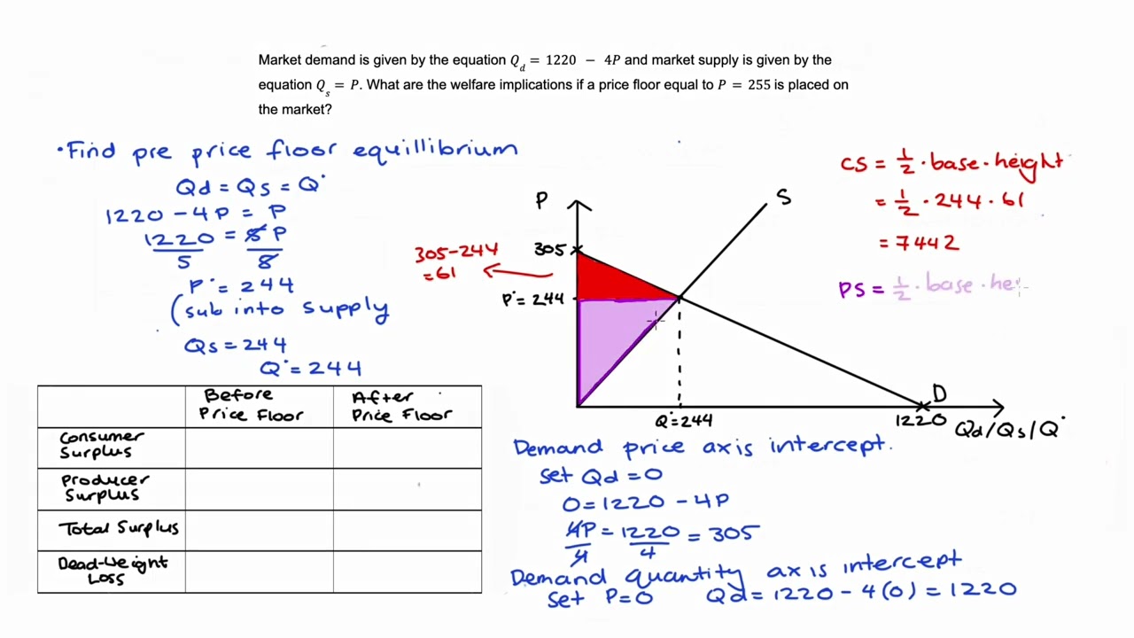 Practice Problem: The Welfare Implications of a Price Floor