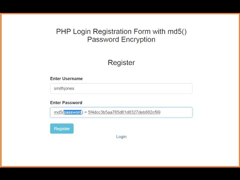 PHP Login Registration Form with md5() Password Encryption