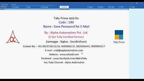 Tally Add On : Save Password for E-Mail in Tally Prime Software.