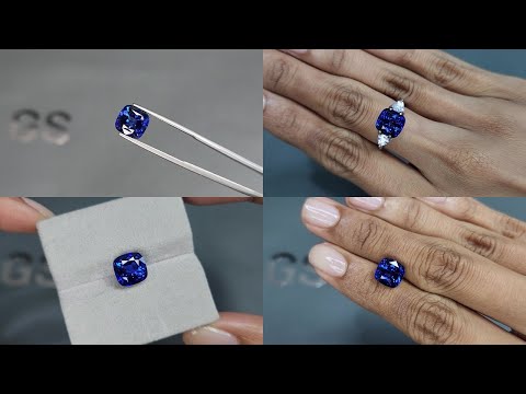 Сапфир Royal Blue в огранке кушон 5,01 карат, Шри-Ланка  Видео  № 1