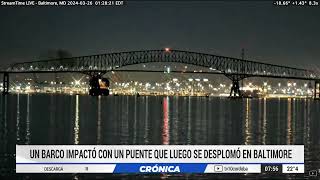 URGENTE 🔴 IMPACTANTE VIDEO: choque de un buque contra un puente que colapsó en Estados Unidos