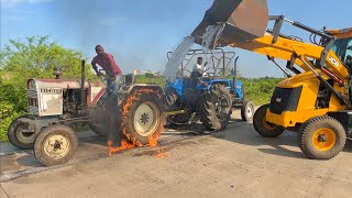 Sonalika Di 60 Rx vs Eicher 242 Tractor Tochan on RCC Road Tractor gone Fired