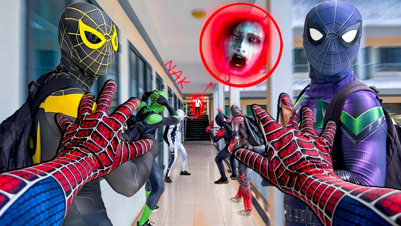 7 Bros Spider-Man Meet Nak Serbian Dancing at the Abandoned School (POV vs Sad Story)